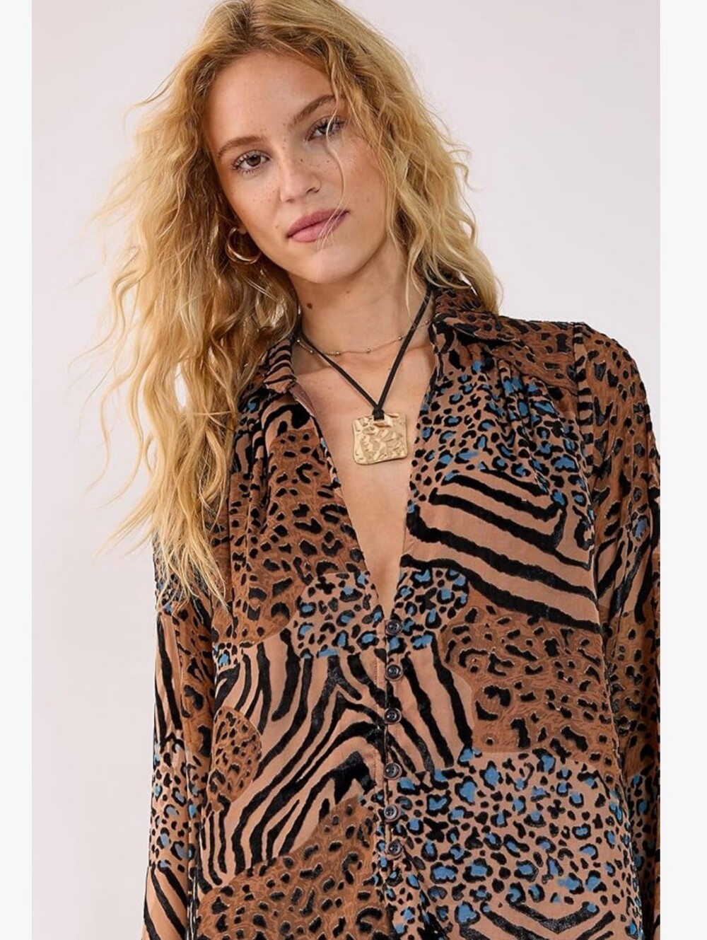 Nasty Gal Mixed Animal Devore Print Mini Tunic Dress - Picture 5 of 15
